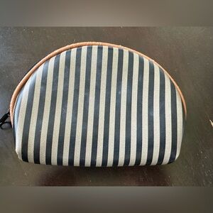 Allan Edward Striped Half-Moon Clutch or Cosmetic Case EUC